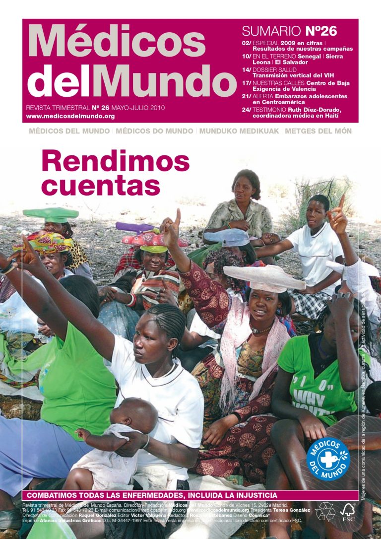 Portada Revista de Médicos del Mundo nº 26 Mayo julio 2010. ODM Rendimos cuentas