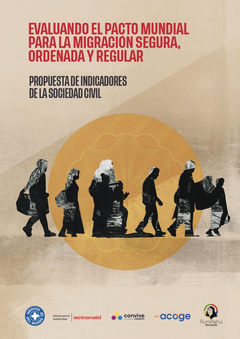 Portada informe Evaluando el pacto mundial para la migración segura, ordenada y regular. Propuesta de indicadores de la sociedad civil